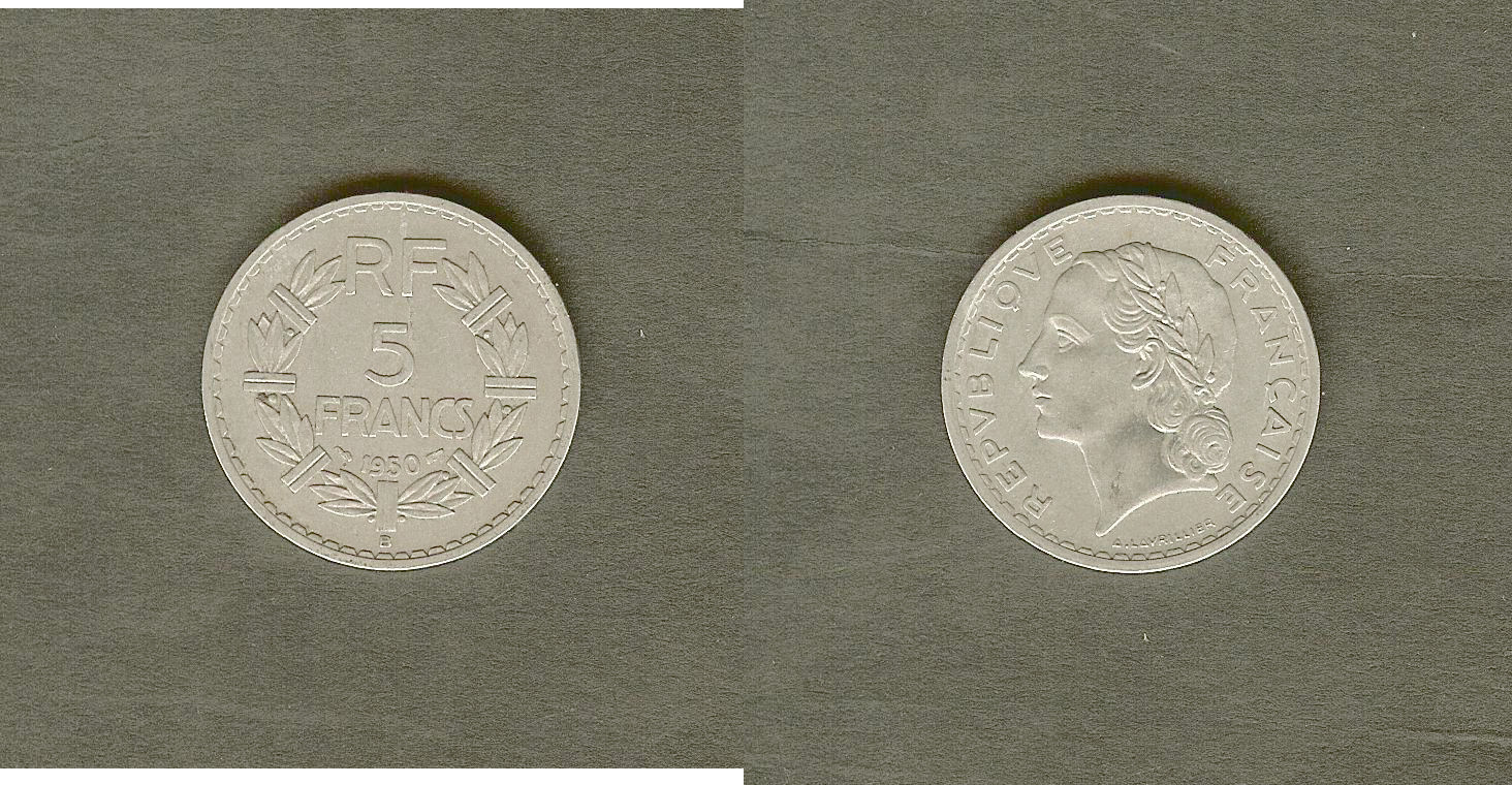 5 francs Lavrillier, aluminium 1950 Beaumont-Le-Roger TTB+